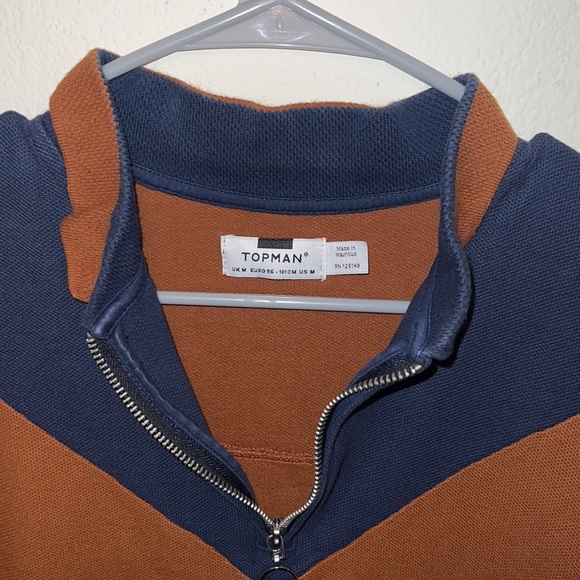 Top man quarter zip v-neck mens shirt - Picture 4 of 4